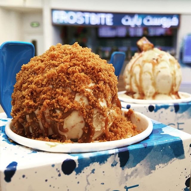 Eid Mubarak. 
After hearing so many good thing we ventured out to @frostbiteuae in @mushrif_mall today. Perhaps the best ice cream in Abu Dhabi? It really is 'ice cream out of thin air!' #inabudhabi #tryitabudhabi #abudhabi #foodie #blog #outandaboutuae