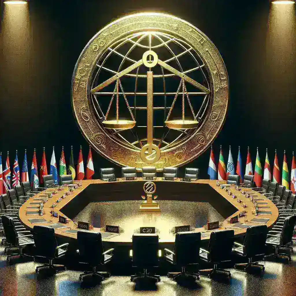"Graphic illustrating the standardized cryptocurrency regulation framework adopted by G20 nations, featuring a world map with highlighted countries and key regulatory elements."