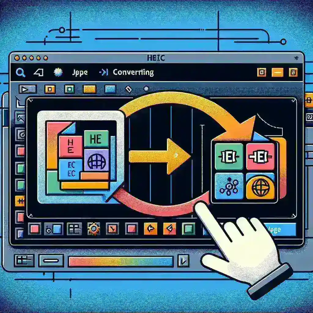 "Step-by-step guide for converting HEIC to JPG on Windows 10, showcasing screen interface with conversion tools and settings options."