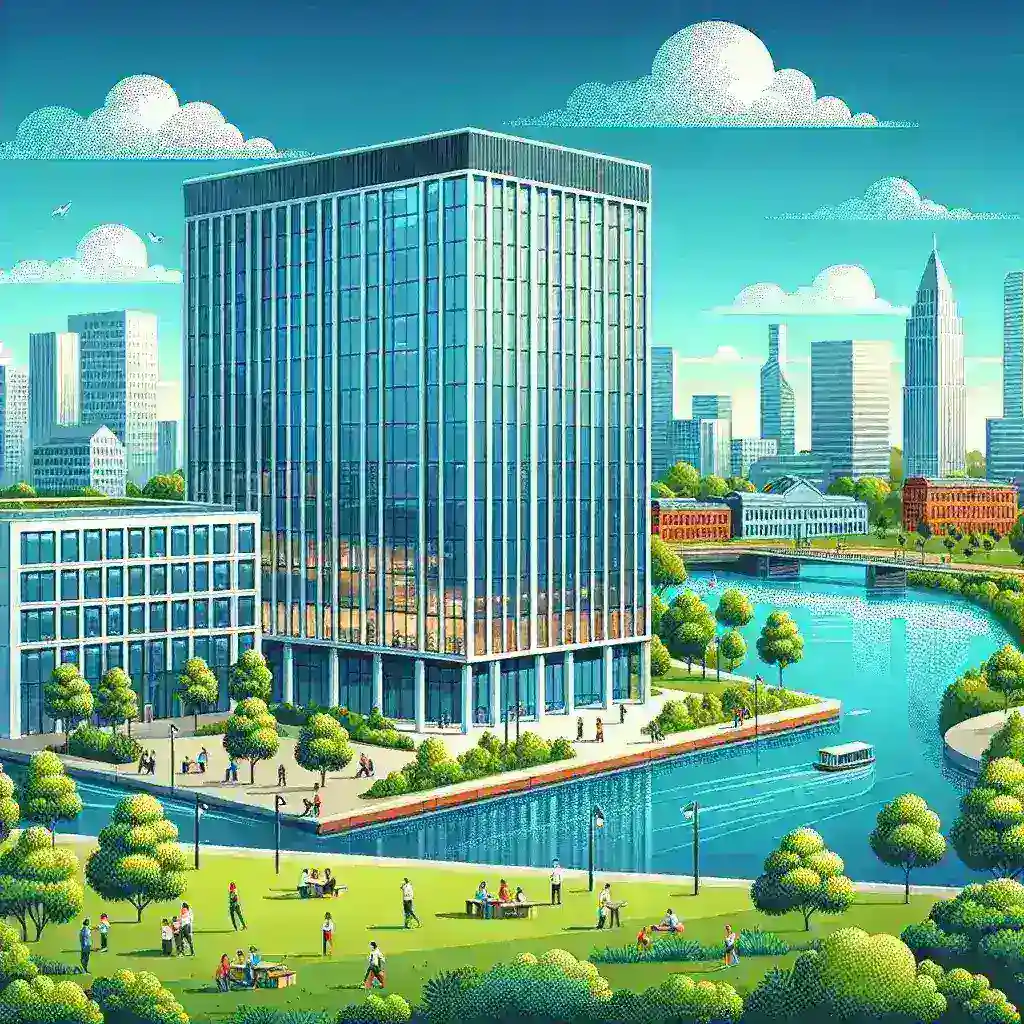 "Oracle's new Nashville headquarters building showcasing modern architecture and vibrant surroundings, highlighting the company's relocation from Austin to Tennessee."